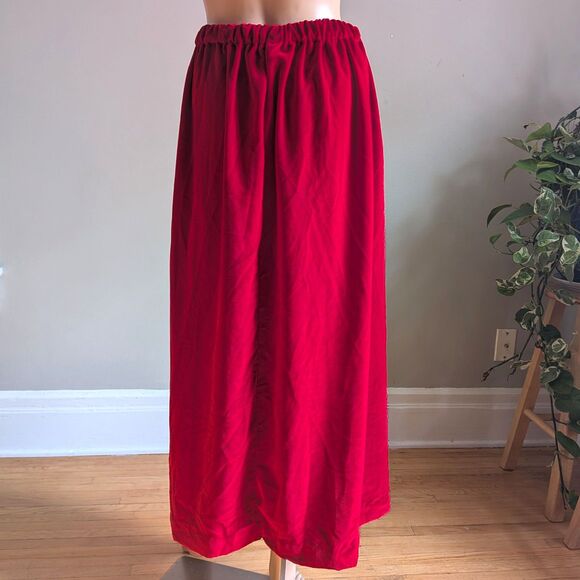 Vintage Handmade Red Velvet Midi Skirt Holidays Whimsigoth Academia Size XL - Picture 3 of 6